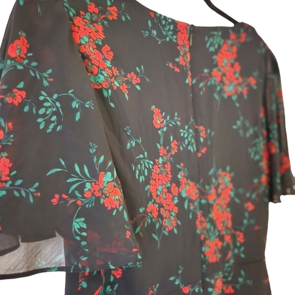 Nwt Lauren Ralph Lauren Floral Flutter-Sleeves Dress Size 2 - Picture 4 of 16